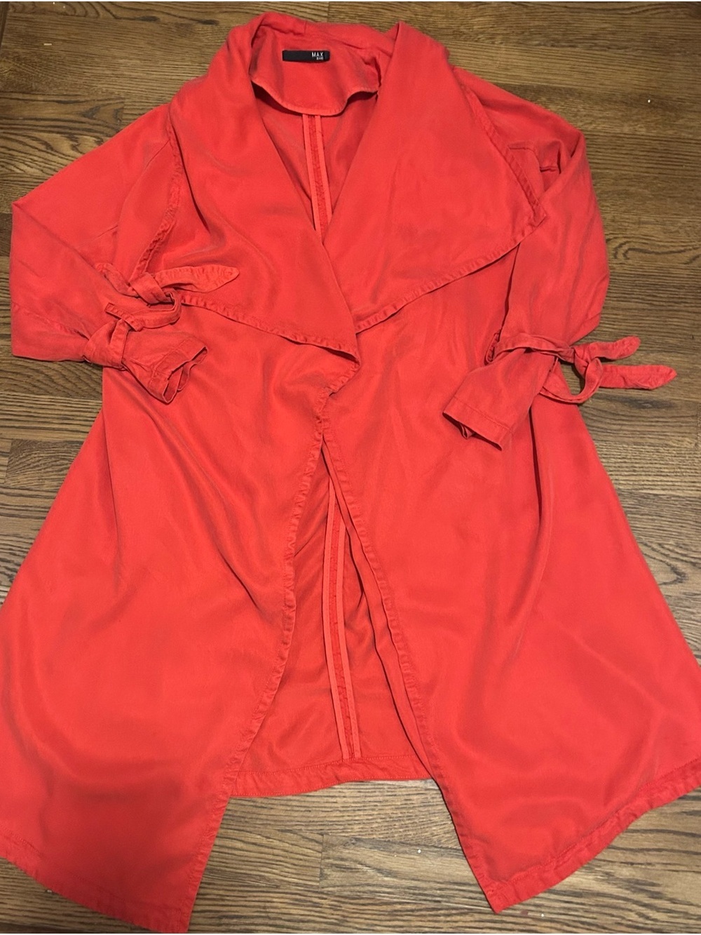 Max Jeans Fall Coral-Red Draped Open Front Blazer 0161